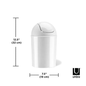 Umbra Mini white waste can removable lid for easy cleaning
