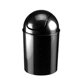 Umbra mini waste can with 5-year warranty emphasizes durability.
