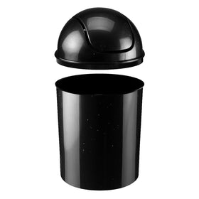 Umbra mini waste can high-gloss finish adds modern shine.