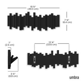 Umbra Sticks hooks flush into the rail when not in use.