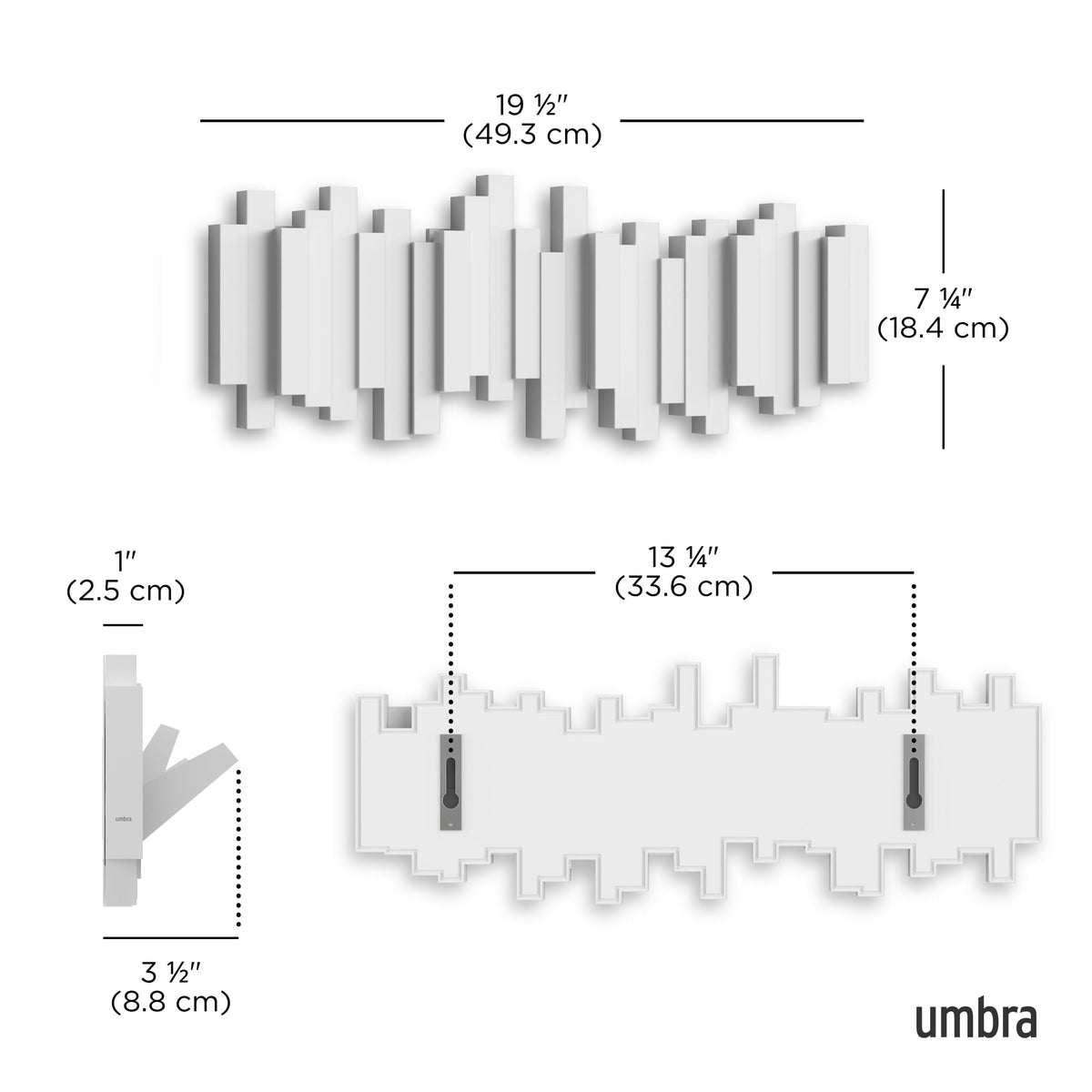 Umbra Sticks installation on wall shows quick setup with included hardware
