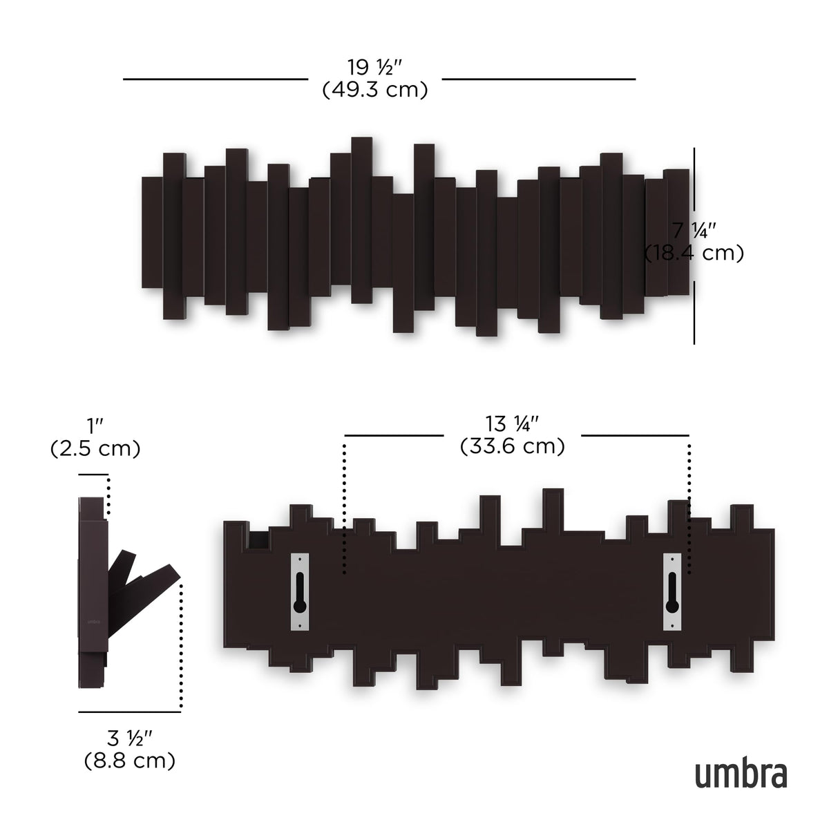 Umbra Sticks sculptural wall art coat rack adds style while organizing essentials.