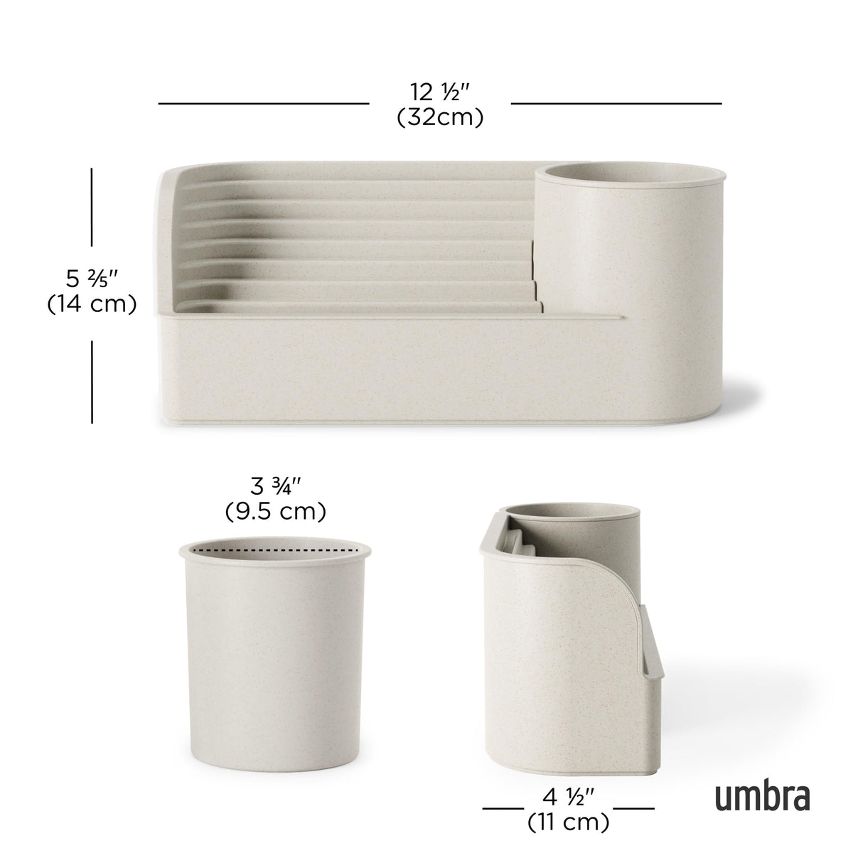 Umbra Stream integrated planter space in a tidy desk setup.