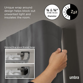 Umbra Twilight center-support-bracket enhances stability for wider windows.
