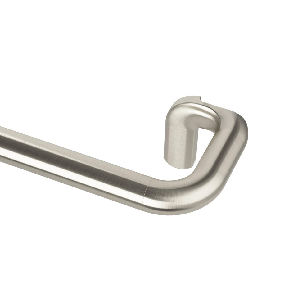 Umbra Twilight curtain rod with wrap-around ends for wall-to-wall coverage and light control.