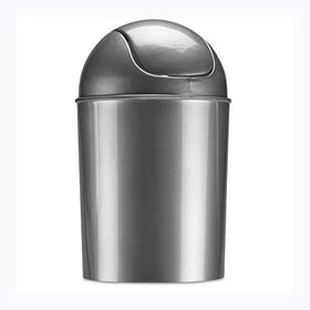 Umbra under-counter trash bin silver suitable for kitchens and baths.