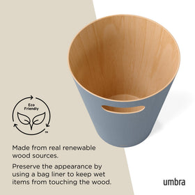 Curved shape adds a decorative touch to trash duties.