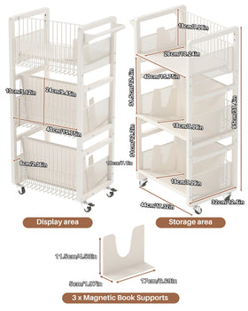 UMDONX magnetic bookends keep items upright on the cart.