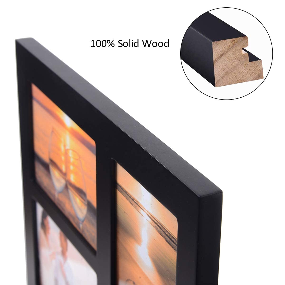 Swivel tabs enable easy loading of photos into the frame