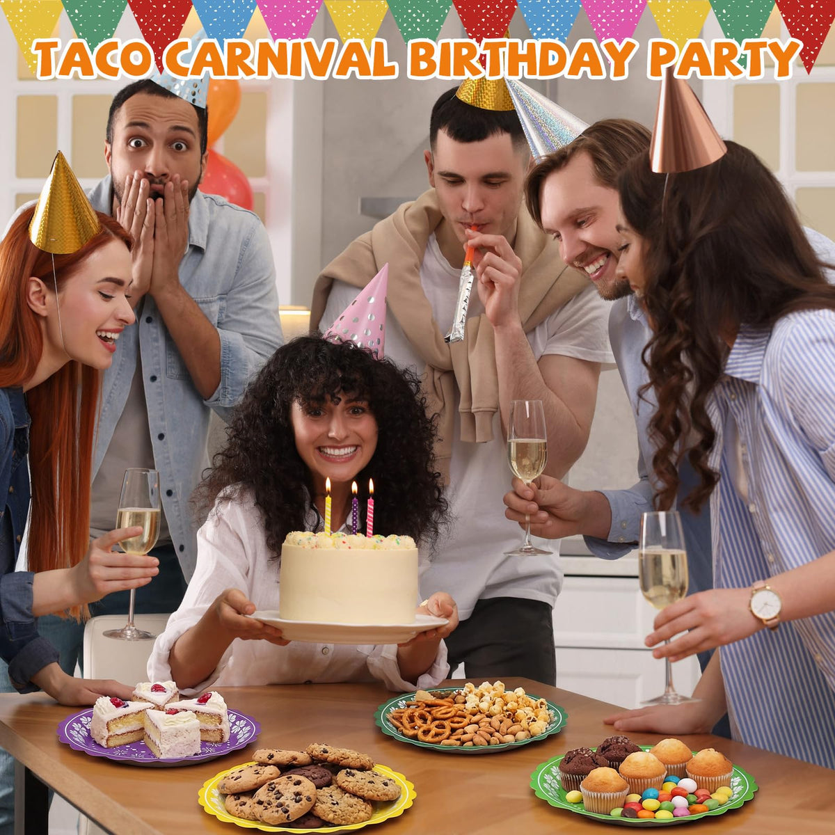 Umigy bright Mexican-pattern plates enhance decor for carnivals and birthdays.