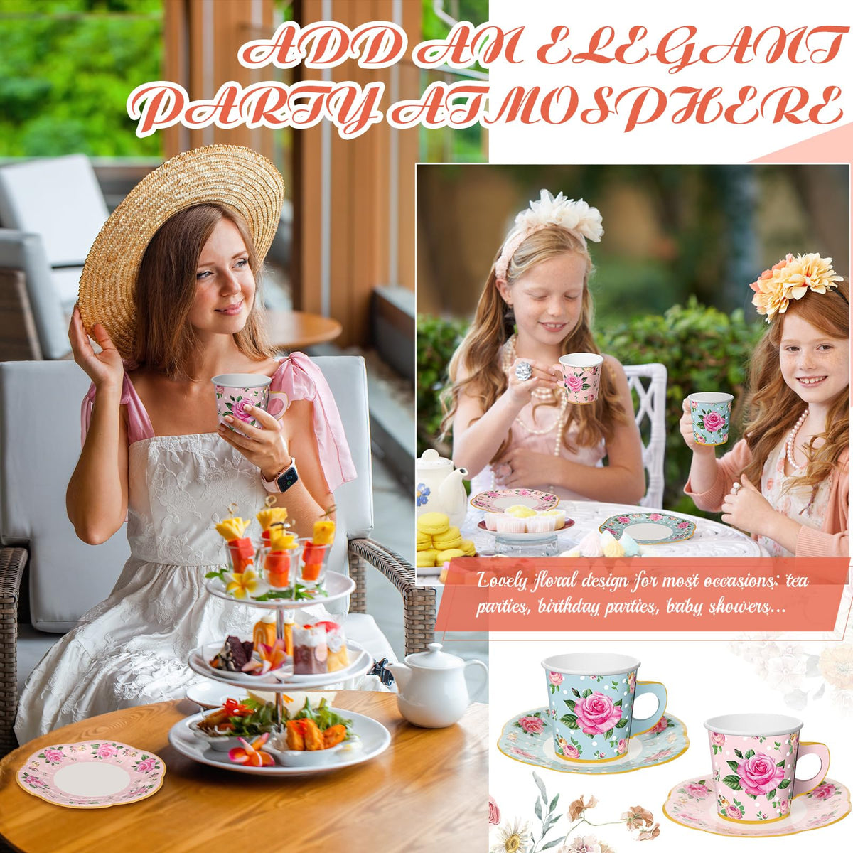 Umigy disposable tea cups with sturdy handles for hot or cold drinks.