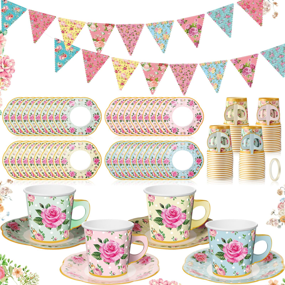 Umigy floral teacups with handles offer easy serving at parties