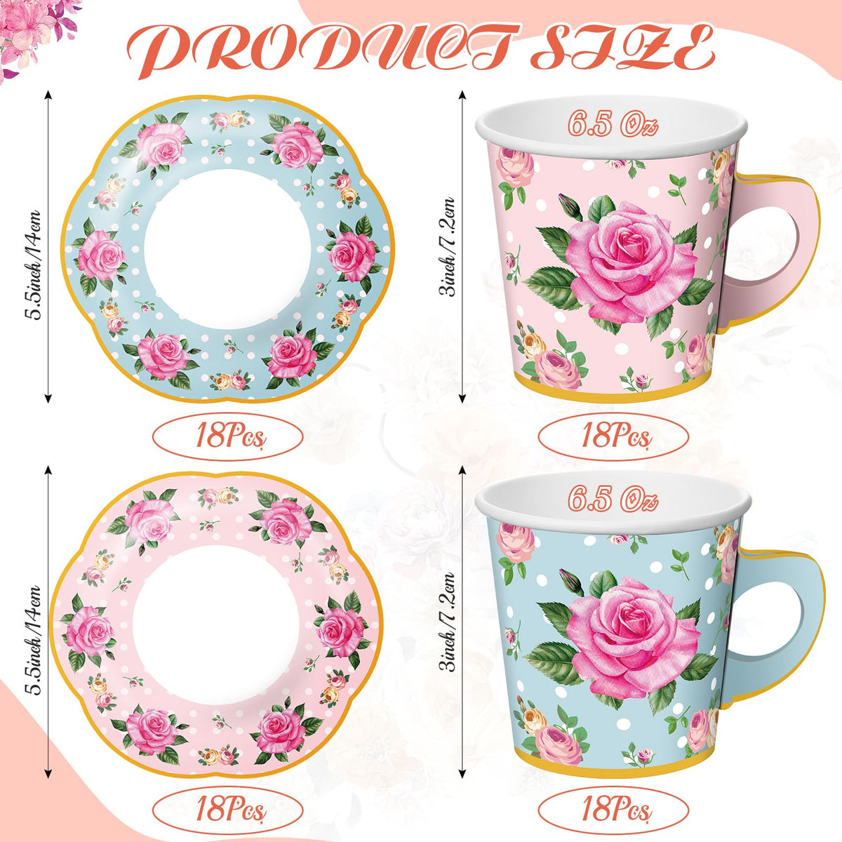 Umigy floral tea plates in 14 cm add bright charm to celebrations.