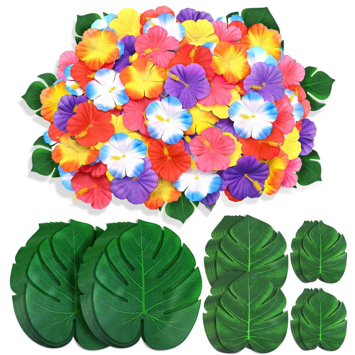 UMIKU 120pcs luau decorations palm leaves for vibrant tropical table setting