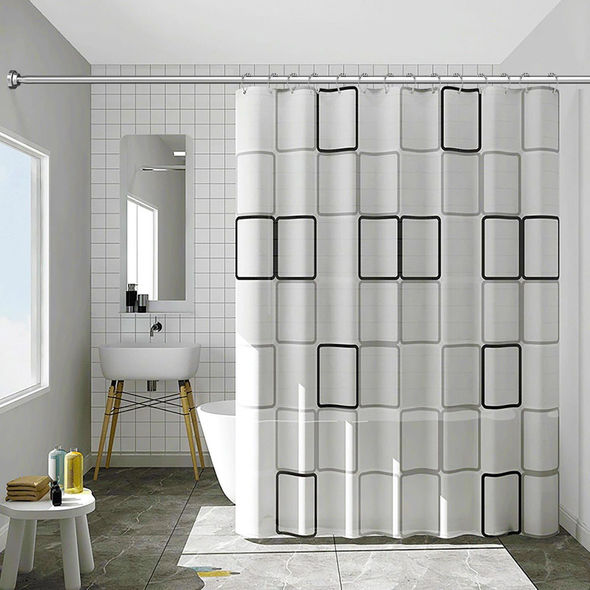 Umimile rust-resistant 304 stainless steel shower rod in humid space