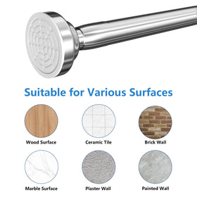 Umimile shower rod compatible with wood, tile, and painted walls