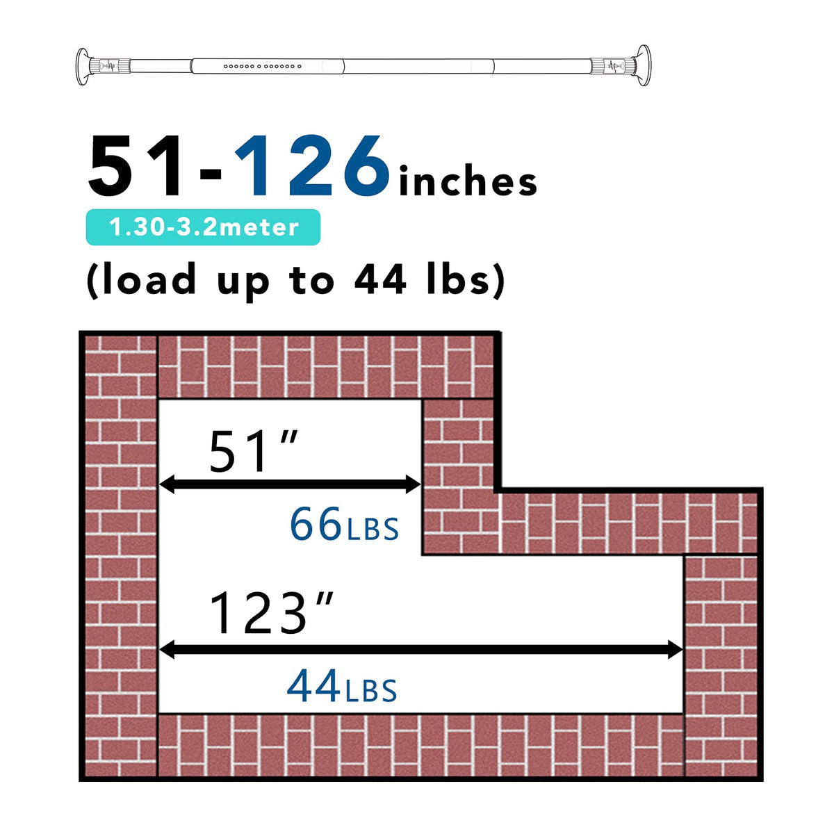 Umimile tension curtain rod used in bathroom, bedroom, kitchen.