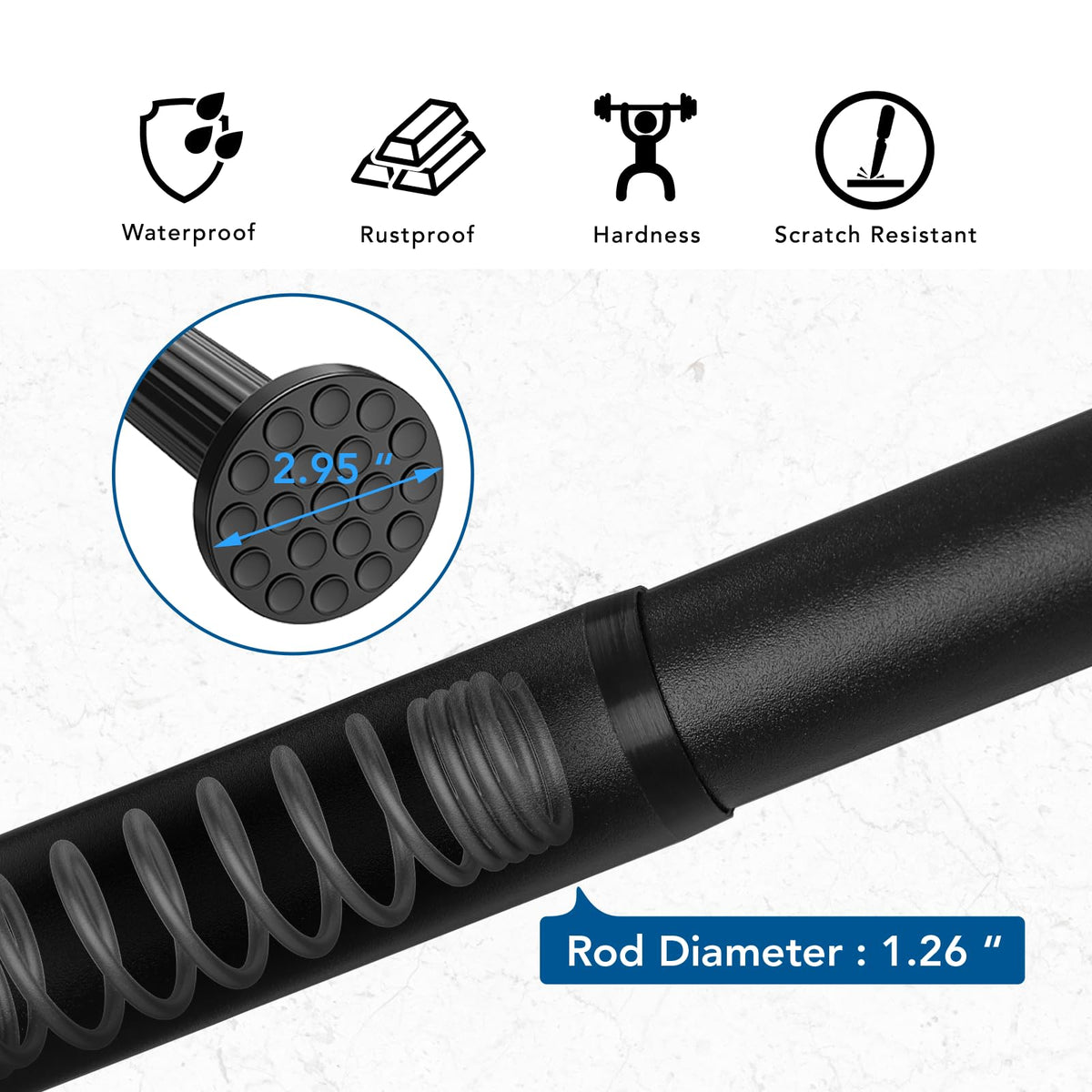 Umimile tension curtain rod no-drilling installation highlights easy setup.