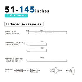 Umimile tension rod with accessories included for easy setup.