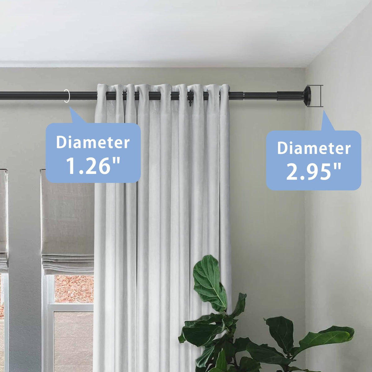 Umimile tension rod with rust-resistant finish ideal for humid bathrooms.