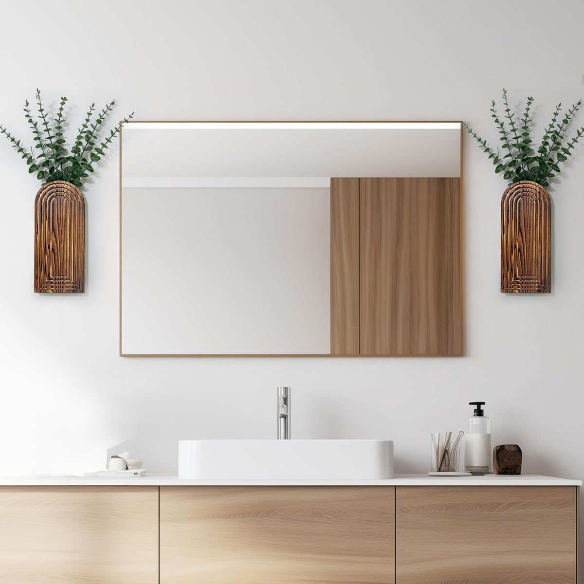 Umitiu boho hanging planters with eucalyptus display.