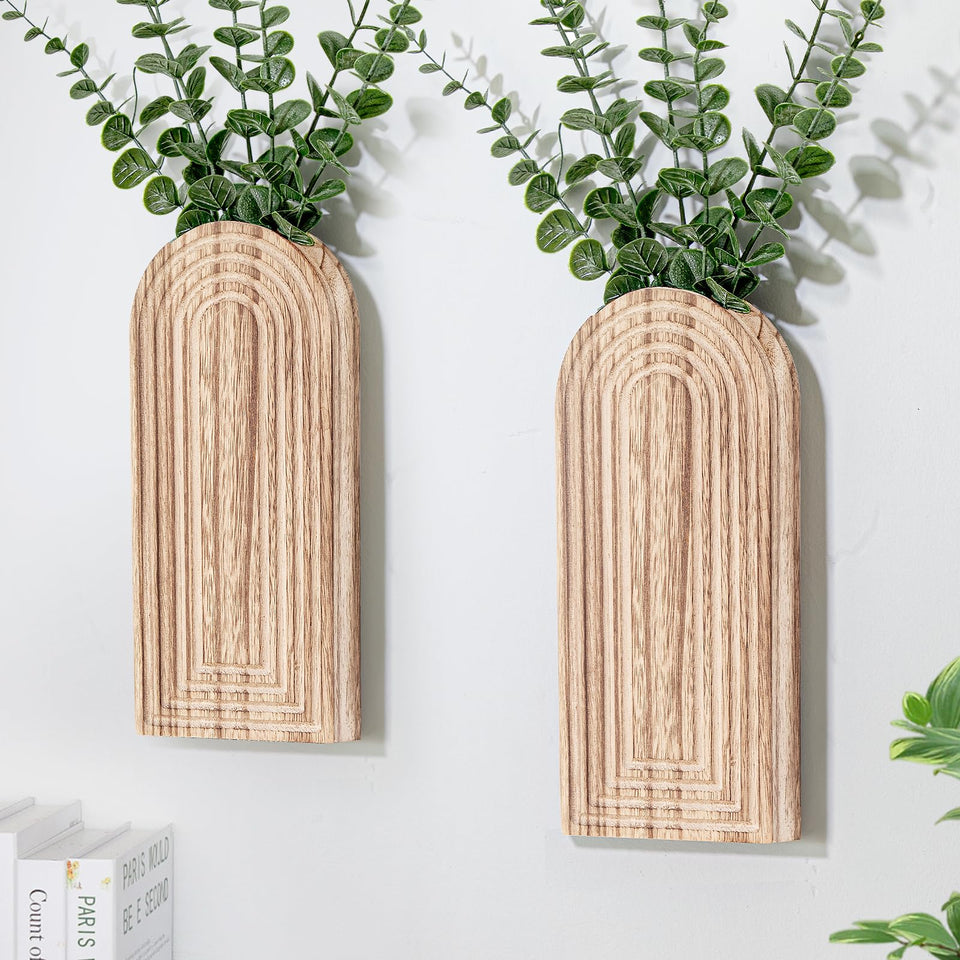 Umitiu wooden wall planter set 2 wall-mounted planters for stylish greenery display.