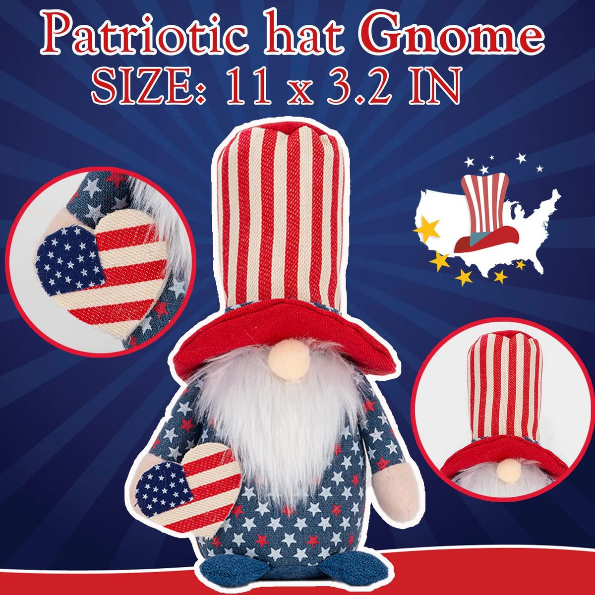 unanscre 11-inch gnome with white beard fits tabletops easily.