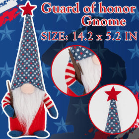 unanscre 14-inch gnome with bendable hat adds cheerful patriotic vibes.