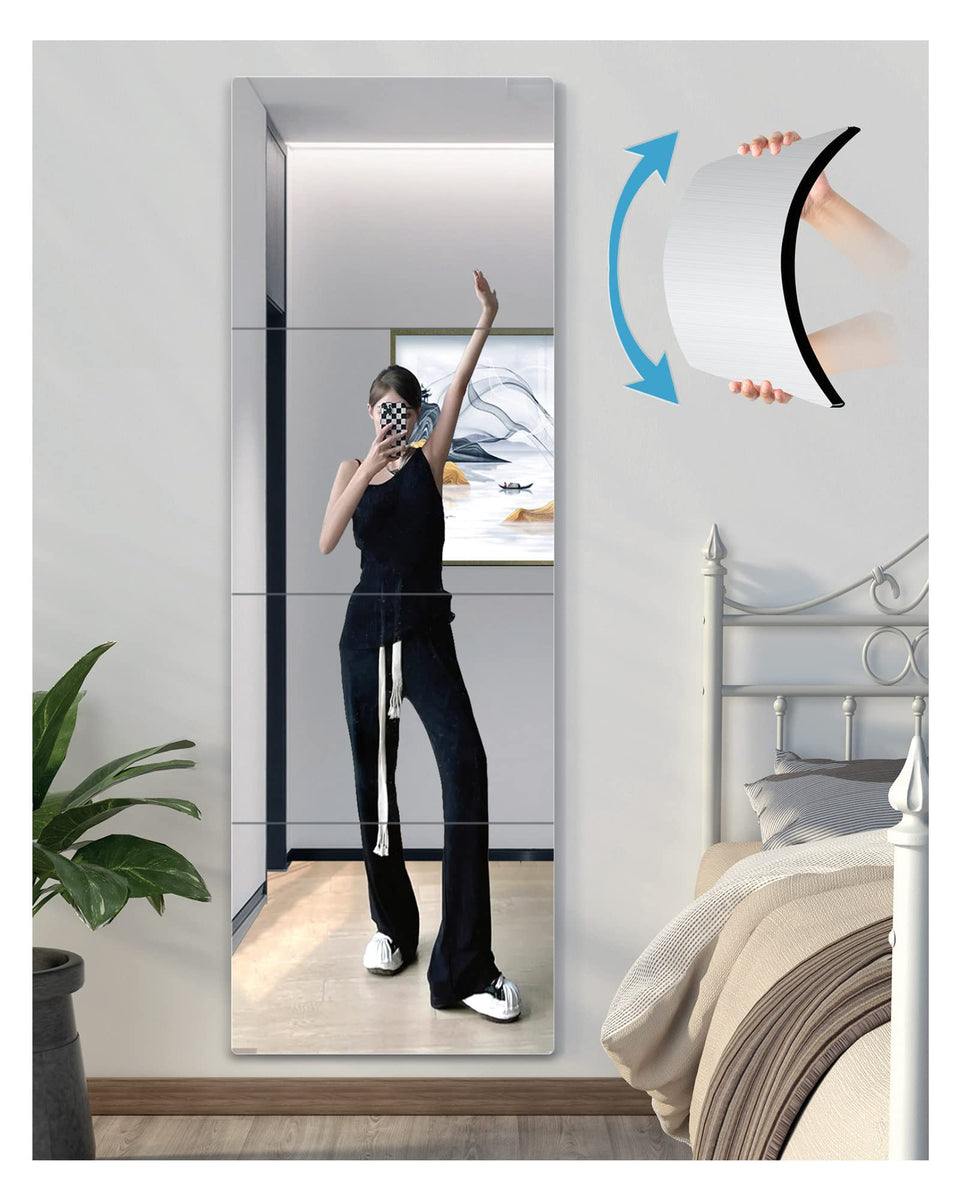 UNBREAKABL MIRO shatterproof wall mirror full-length four-piece set for versatile bedroom placement.