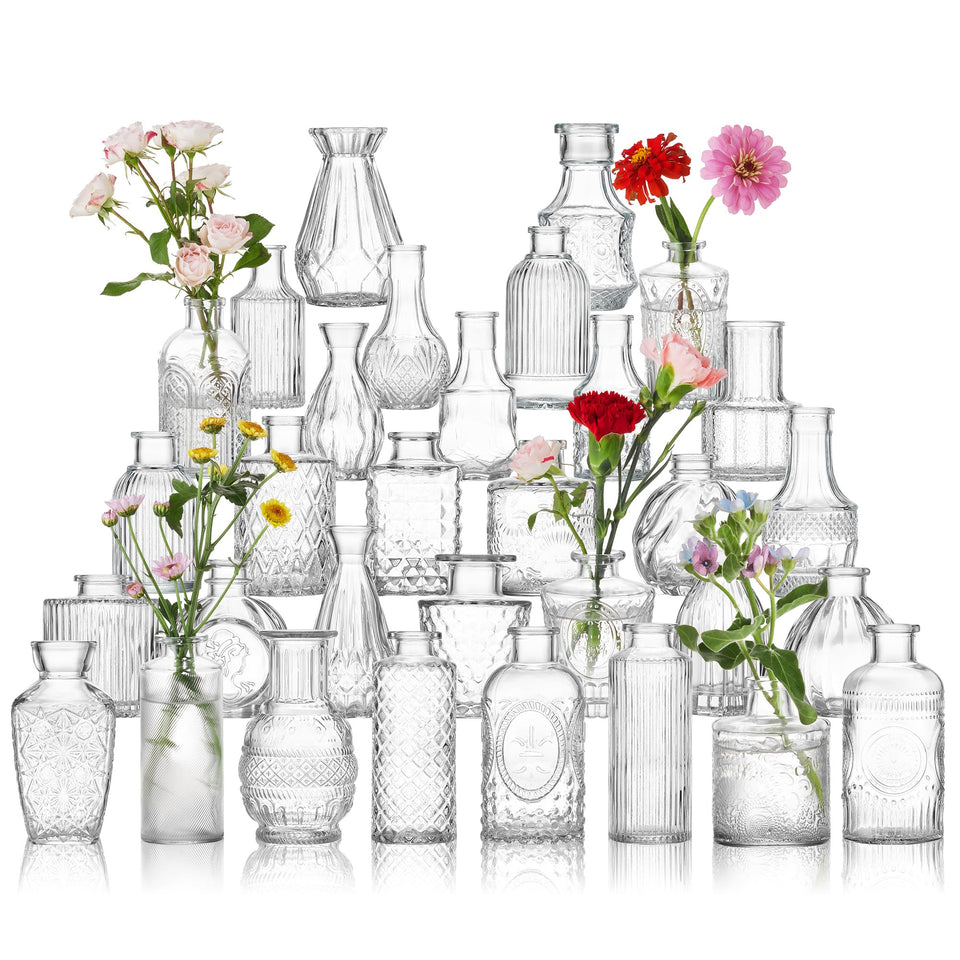 Unbreakable glass bud vase set with diverse shapes for elegant centerpieces
