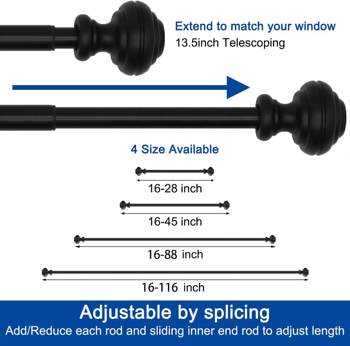 UNCONSIL curtain rod includes clear installation instructions for quick mounting.