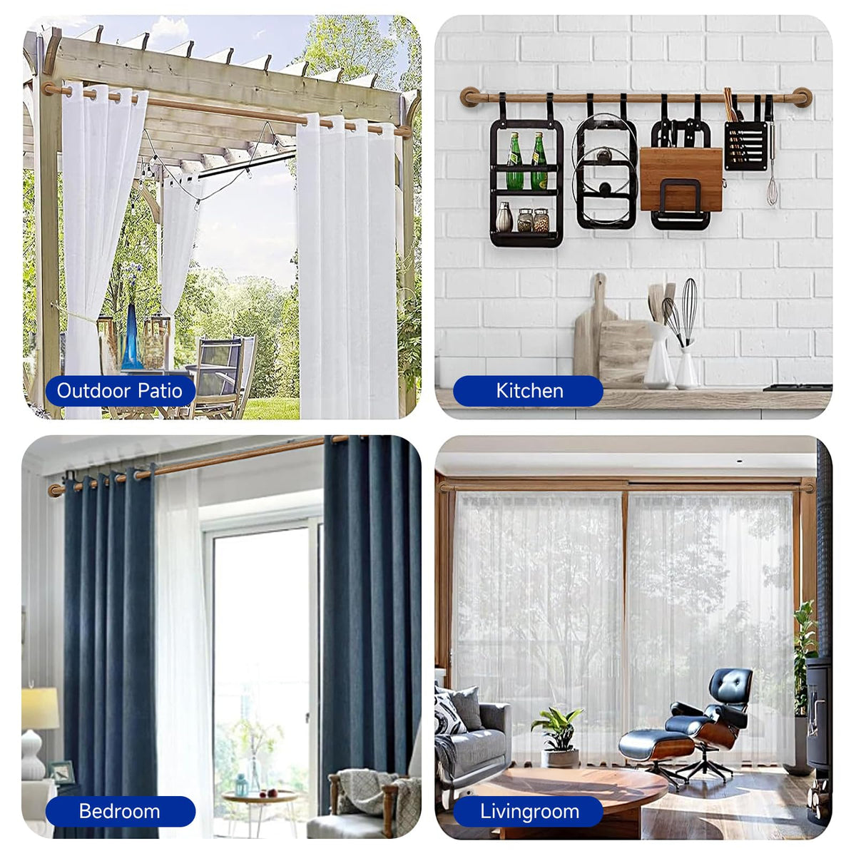 UNCONSIL room darkening effect curtain rod with curved base for privacy