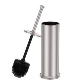 UNCONSIL stain nickel toilet brush and holder with sleek design for compact bathrooms.