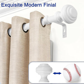 UNCONSIL white curtain rod with 3-4 inch diameter for sturdy support