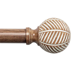 UNCONSIL adjustable wood curtain rod shown with installed length and leaf finials for flexible window sizes