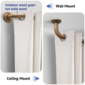 UNCONSIL wood grain pattern curtain rod showing wrap around design for light control