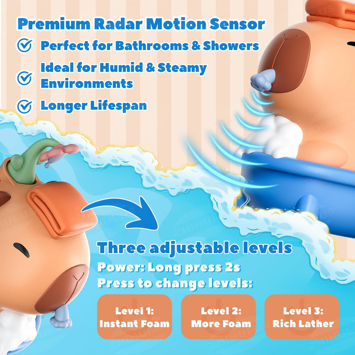 UNEEDE Capybara dispenser advanced sensor enables touchless operation in humid bathrooms