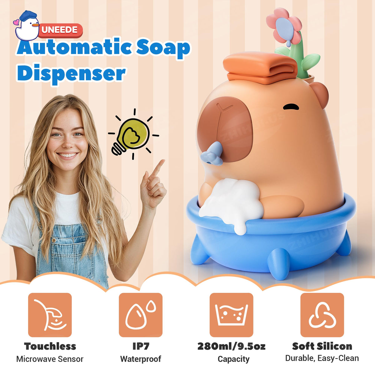 UNEEDE Capybara silicone detail highlighting soft texture for kid friendly use