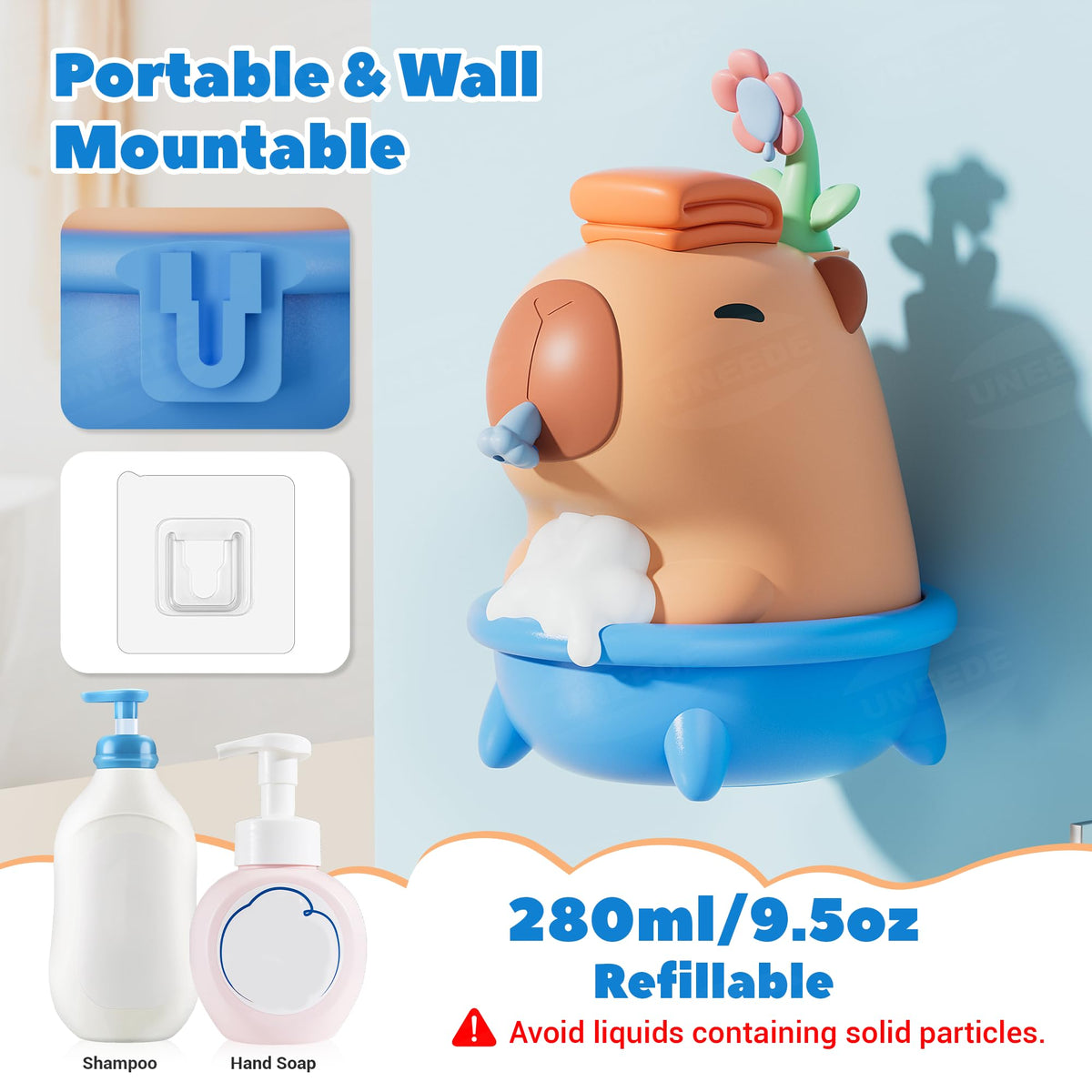 UNEEDE Capybara dispenser USB rechargeable design for cord-free convenience