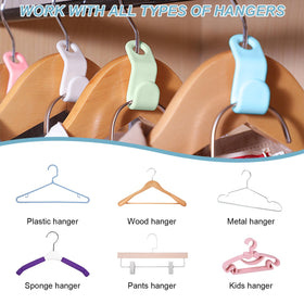 UNEFCYC white closet organizer hangers in use in a dorm or apartment closet.
