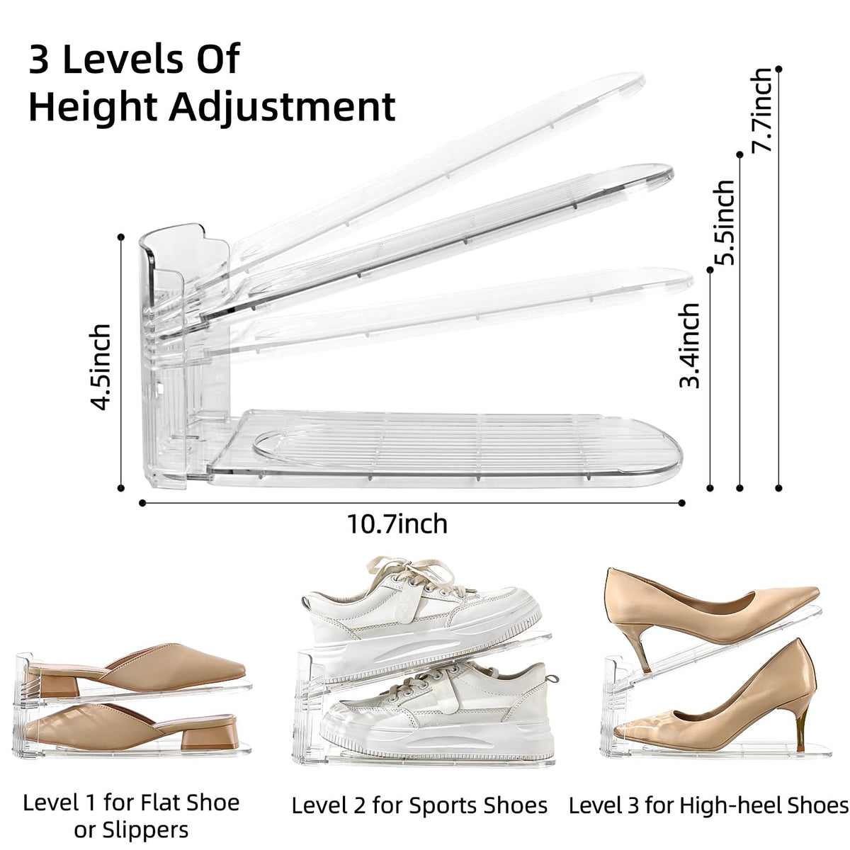 Uni HIMO no-slip design prevents shoes from sliding, keeping shelves organized.