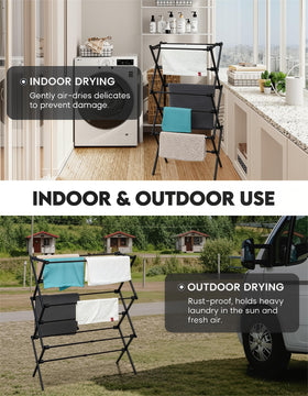UNICCA folding rack stored flat for compact closet storage