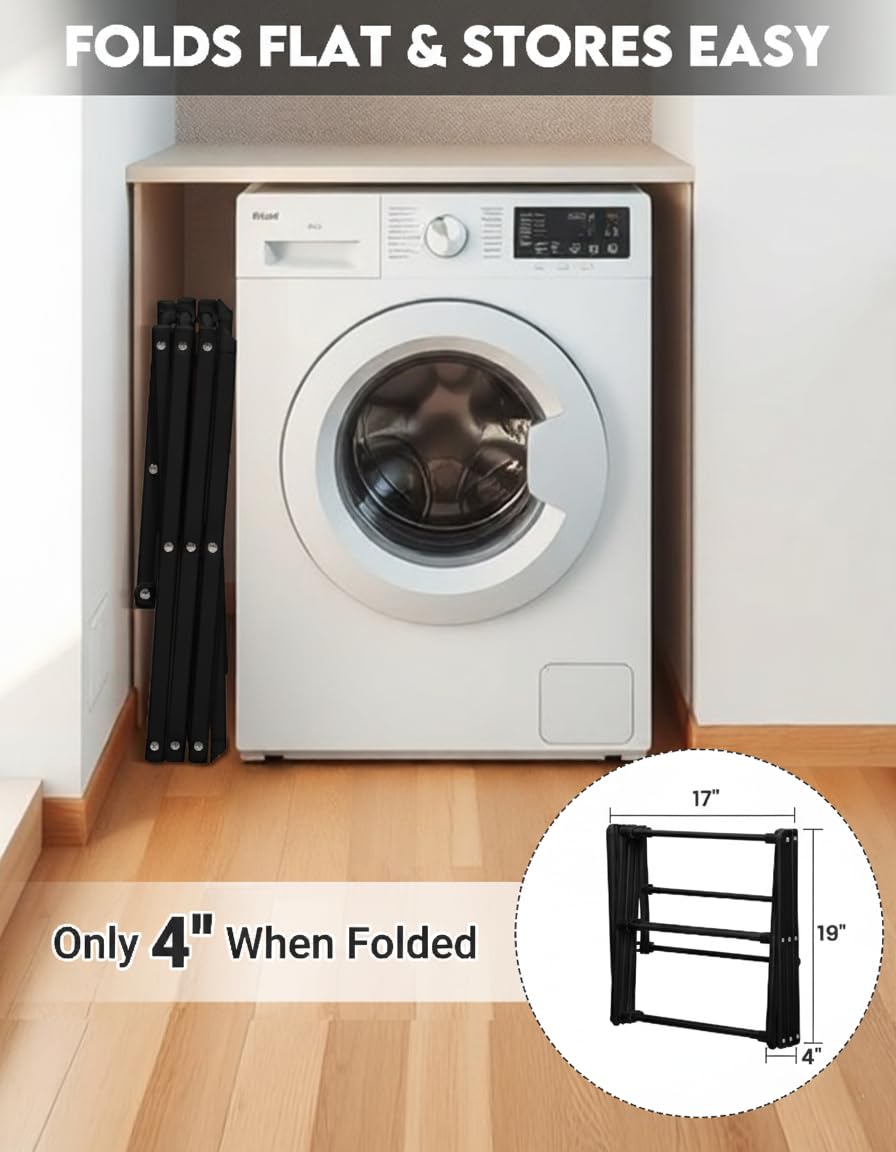 UNICCA lightweight drying rack with non-slip feet protects floors