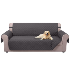 U-NICE HOME reversible sofa cover on a dark grey 3-cushion sofa offers snug protection.