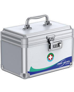 Uniclife medicine lock box with handle for easy transport and security.