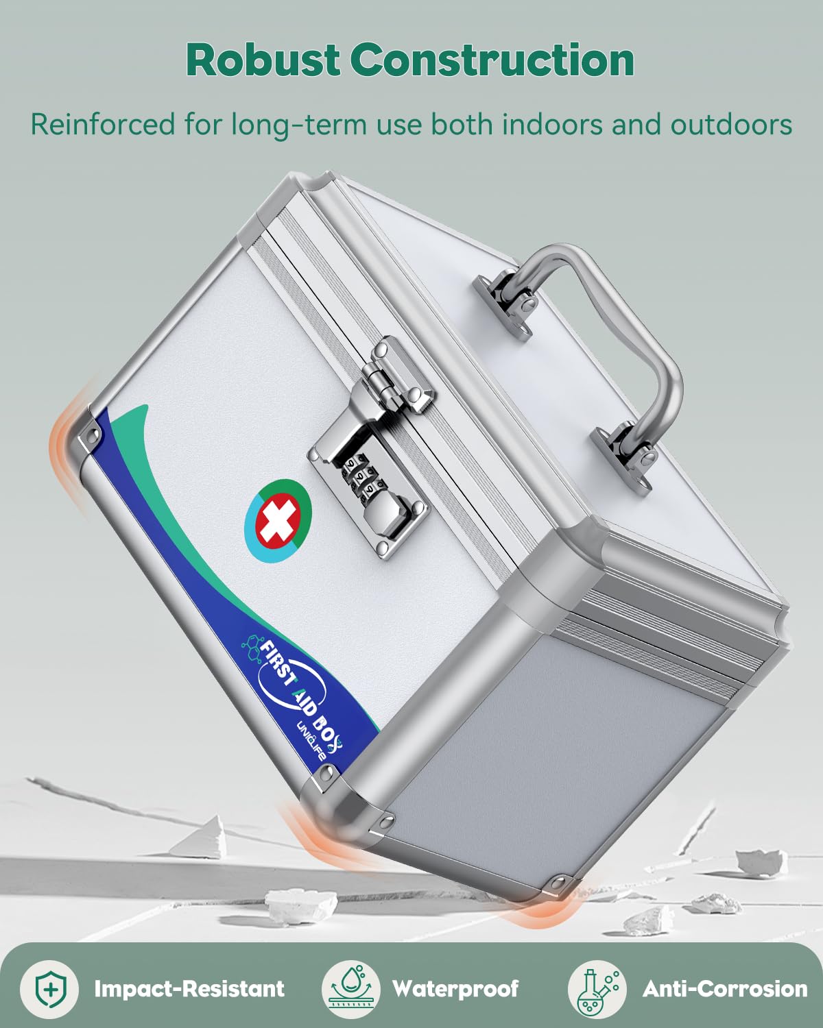 Uniclife lock box bottom reinforced corners enhance durability.