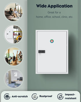 Uniclife wall-mounted unit in a bathroom setting keeping meds organized.