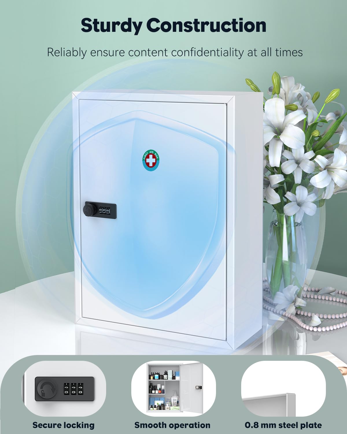 Uniclife cabinet door close-up highlighting secure latch and slim profile.