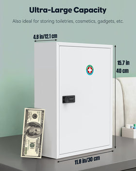 Uniclife cabinet interior with three compartments ideal for bottles and boxes.