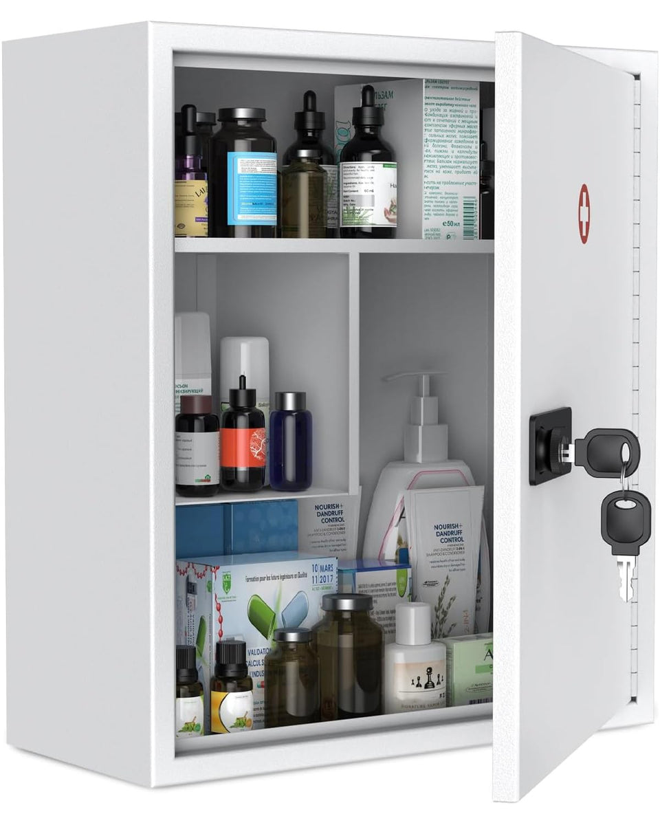 Uniclife wall mounted cabinet front view for secure medicine storage
